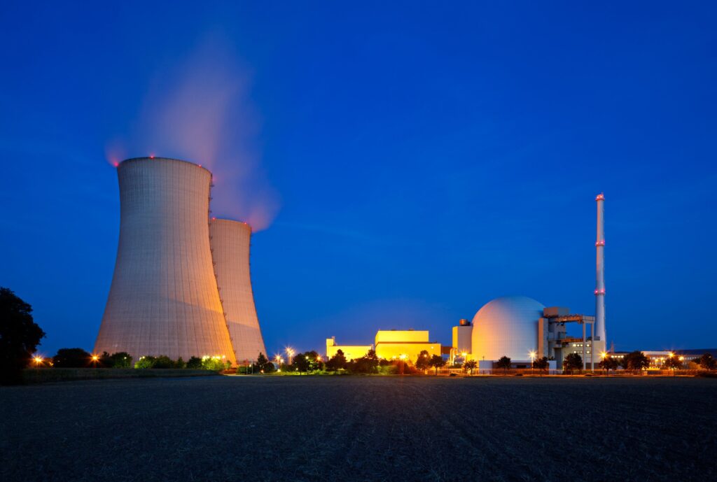 Nuclear Power Station At Night